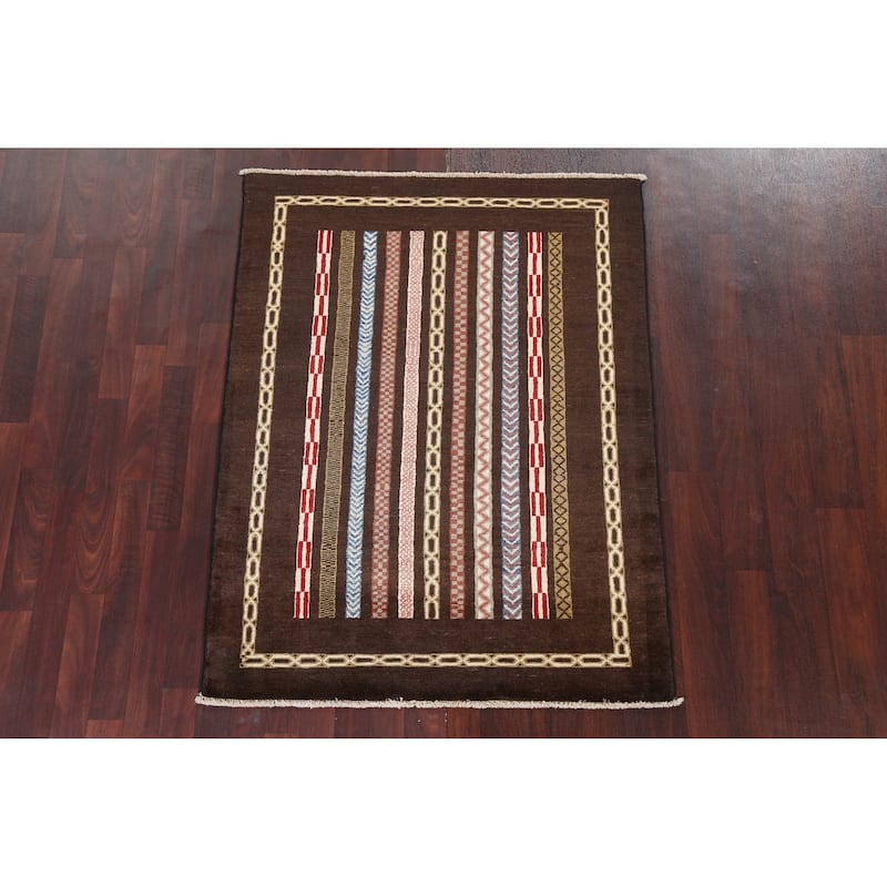 Brown Moharramat Oriental Home Decor Area Rug Hand-knotted Wool Carpet - 3'9" x 5'0"