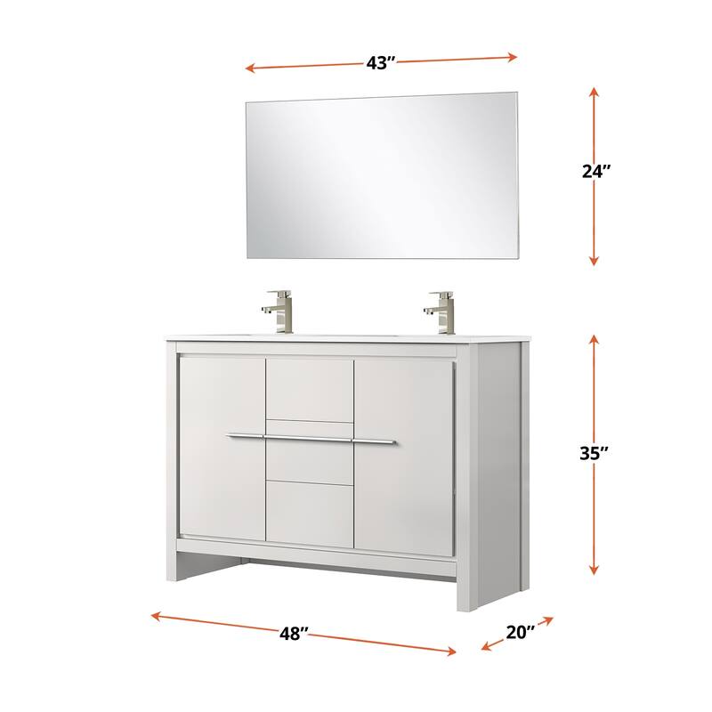 Lafarre Bath Vanity with Cultured Marble Top, Sink, Mirror and Brushed Nickel Faucet