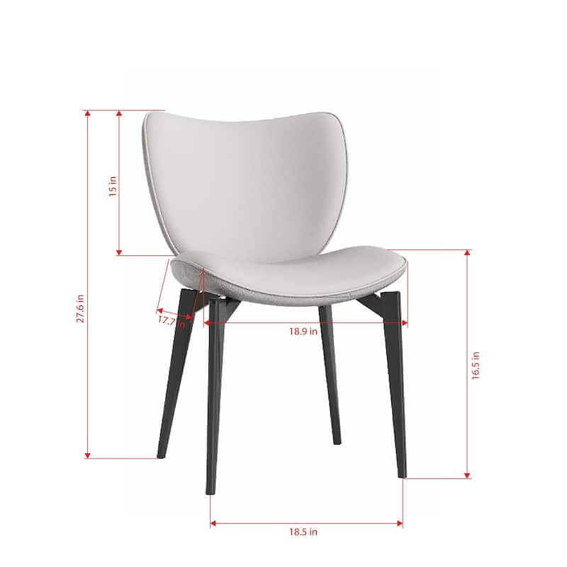 Gray Side Chair Kitchen Chair Vanity Chair Set of 2 Reception Chair Meeting Room Chair with Metal Legs