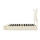 preview thumbnail 10 of 12, Twin Size Platform Bed Beige Velvet Upholstered Bed Rabbit Shaped Bed Frame with Headboard, 2 Small Storage Stools, LED Light