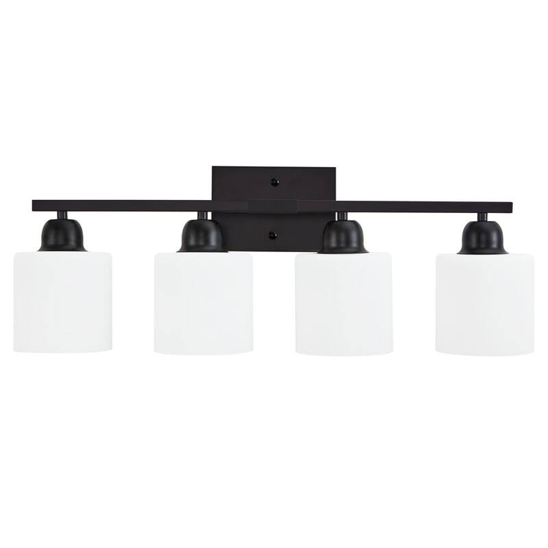 Modern Bathroom Vanity Light With Frosted Milk Glass Shades