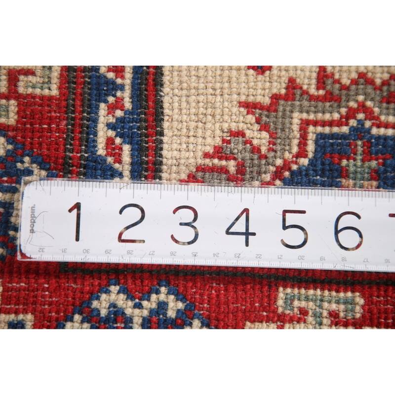 Beige Traditional Kazak Accent Rug Hand-Knotted Wool Carpet - 2'9" x 4'0"