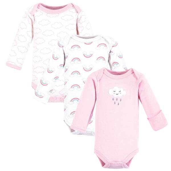 slide 1 of 1, Luvable Friends Girls Preemie Long Sleeve Bodysuits 3pk, Girl Cloud, Preemie - Girl Cloud PREEMIE - Girl Cloud