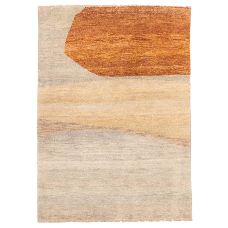 ECARPETGALLERY Hand-knotted Pak Finest Gabbeh Light Grey Wool Rug - 4'11 x 6'10