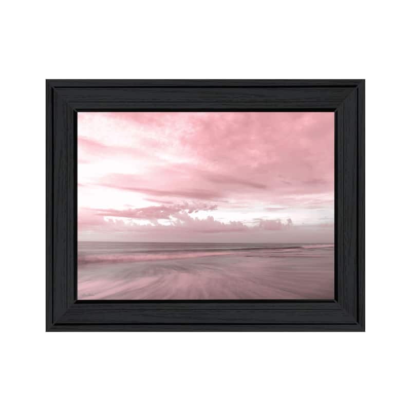 TrendyDecor4U Coastal "Pink Beach Emotions" Framed Print Wall Art
