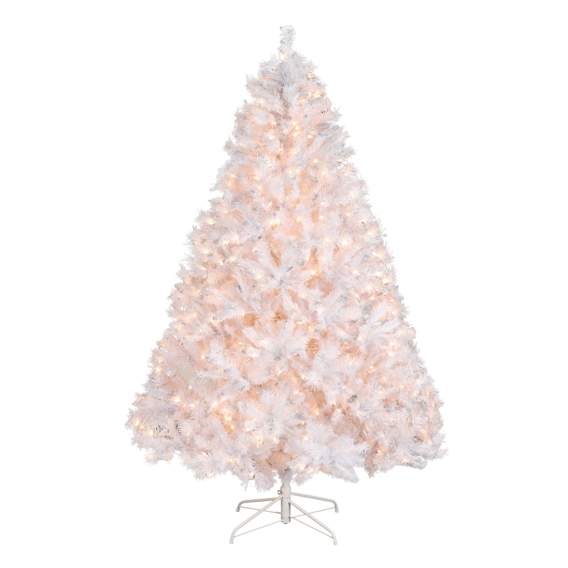 National Tree Company Winchester White Pine Tree with Silver Glitter and Clear Lights, 7 feet - 7 Foot