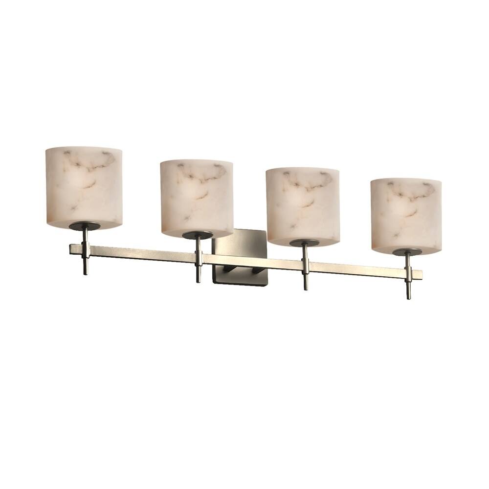 Justice Design LumenAria Union 4-Light Brushed Nickel Bath Bar, Faux Alabaster Oval Shade