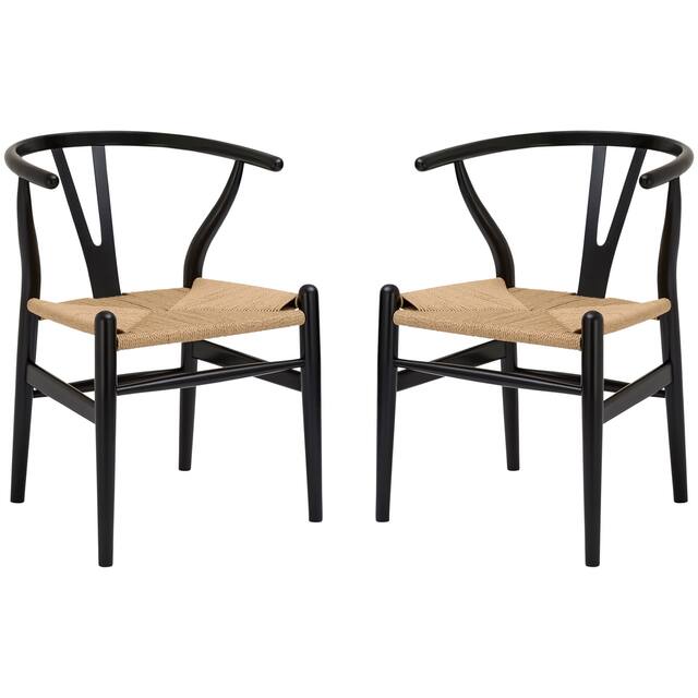 Poly and Bark Weave Chairs (Set of 2) - Black