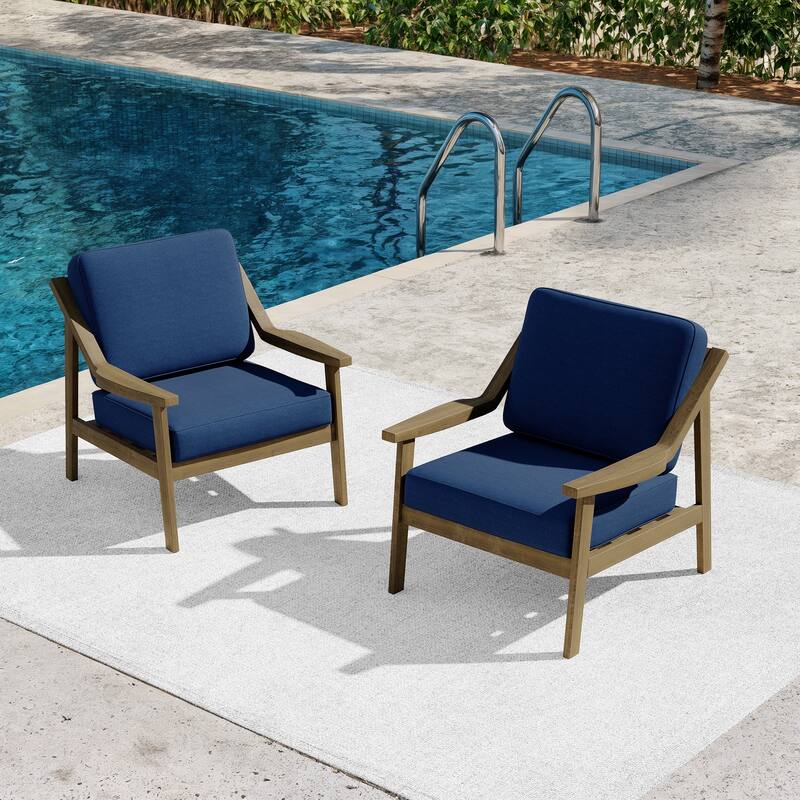 Outdoor Patio Club Chair Arm Lounge Cushion Chair (Set of 2)