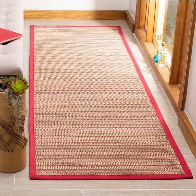 SAFAVIEH Natural Fiber Virgia Sisal Rug - 2'6" x 8' Runner - Brown/Red