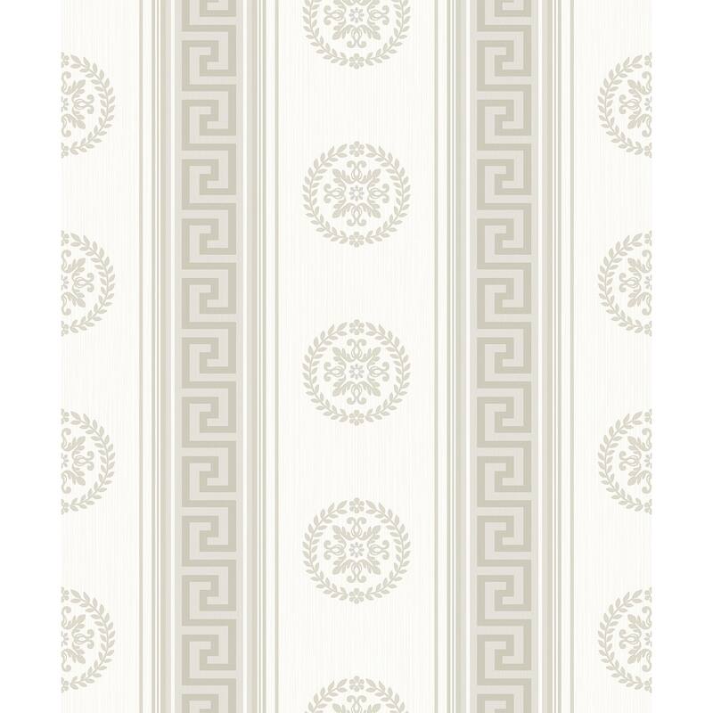 Seabrook Designs Classico Medallion Stripes Non-Woven Unpasted Wallpaper