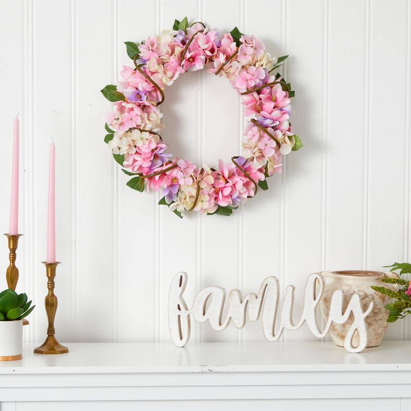 16" Hydrangea Artificial Wreath