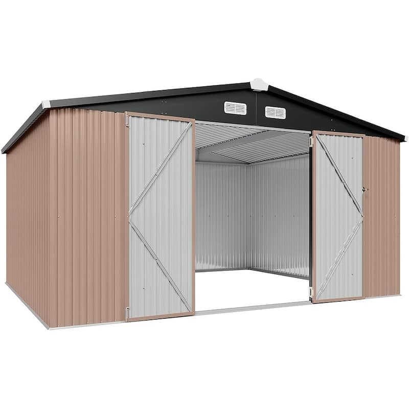 Outdoor Storage Shed with Lockable Doors and Air Vents for Garden