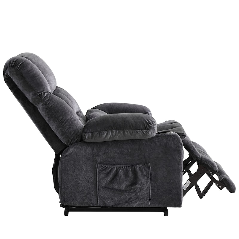 Power Lift Recliner Chair with Heat, Dual Motor Infinite Position Heavy Duty Recliner, Lounge Sofa with USB Ports & Cup Holders