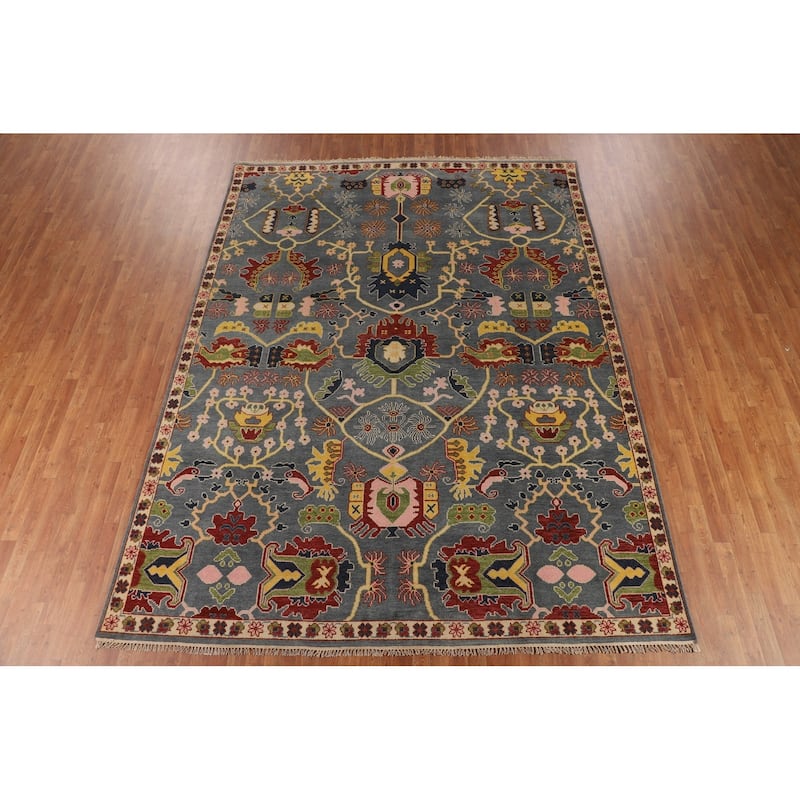 All-Over Oushak Indian Area Rug Handmade Wool Carpet - 8'11"x 11'8"