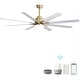 preview thumbnail 1 of 16, 66 Inch Modern Ceiling Fan With Dimmable Led Light 8 ABS Blades Remote Control Reversible DC Motor For Home Office Gold