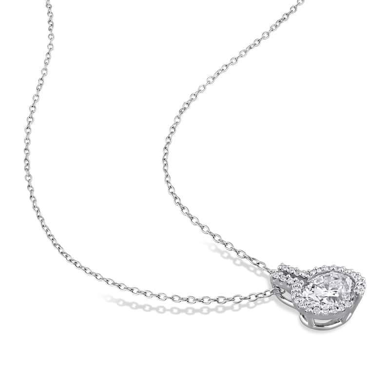 Miadora Sterling Silver Created Moissanite Necklace and Earrings Set