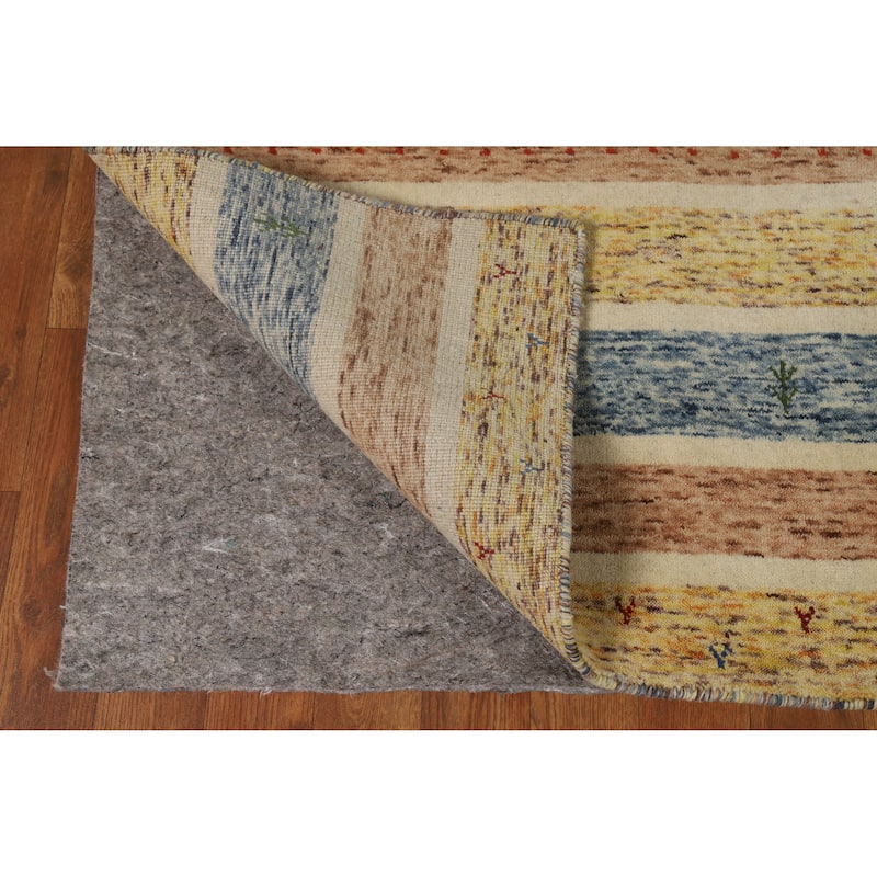 Gabbeh Indian Rug Striped Tribal Handmade Multi-Color Wool Carpet - 4'0" x 5'9"