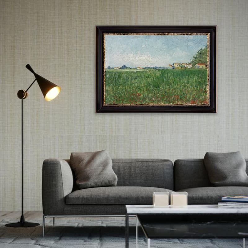 Field with Poppies by Vincent Van Gogh Black Frame Oil Canvas Canvas