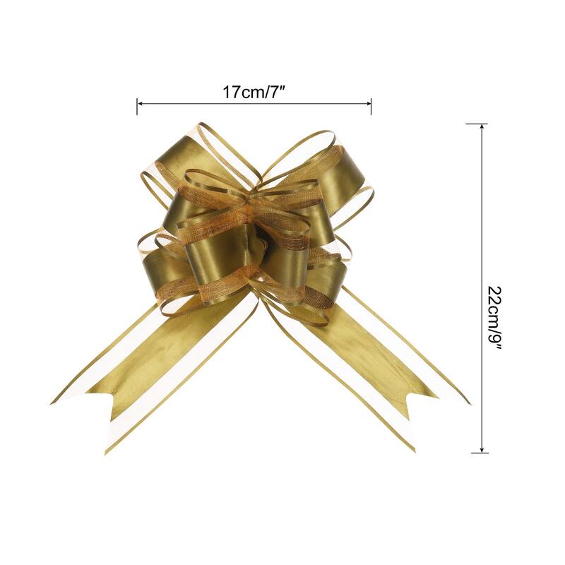 10pcs 9" Large Pull Bow Gift Wrapping Big Organza Bows Ribbon - Gold