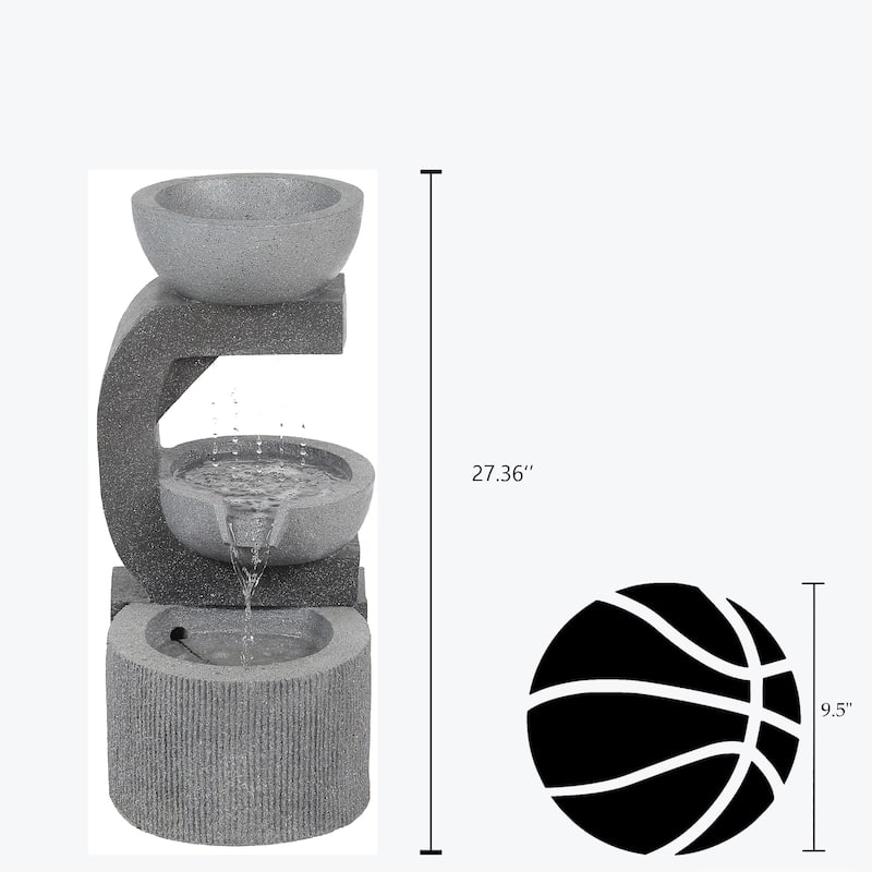 Grey Resin Raining Water Sculpture LED Outdoor Fountain