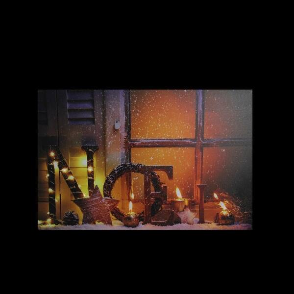 Led Lighted Noel And Flickering Candles Christmas Canvas Wall Art 12 X 15 75 Overstock 18286343