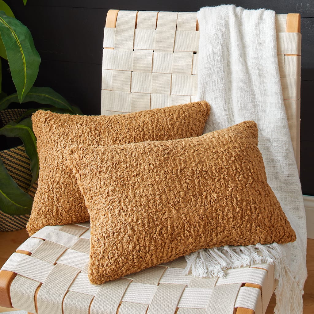 Sorra Home Indoor Soft-Textured Knife Edge Lumbar Pillows (Set of 2)