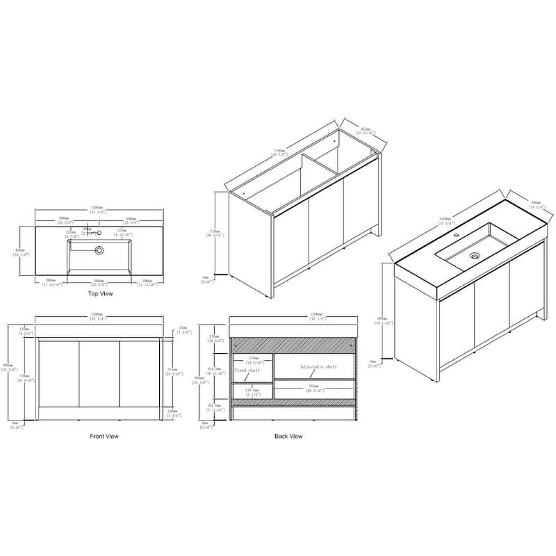 Malwee 24"/30"/48"/60" FreeStanding Bathroom Vanity, Floor Stand Bathroom Vanity with Resin Top,Soft Close Door