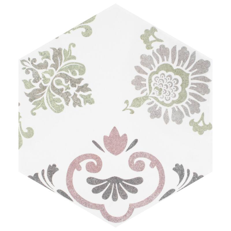 Merola Tile Fantasy Hex Pink 8-5/8" x 9-7/8" Porcelain Floor and Wall Tile