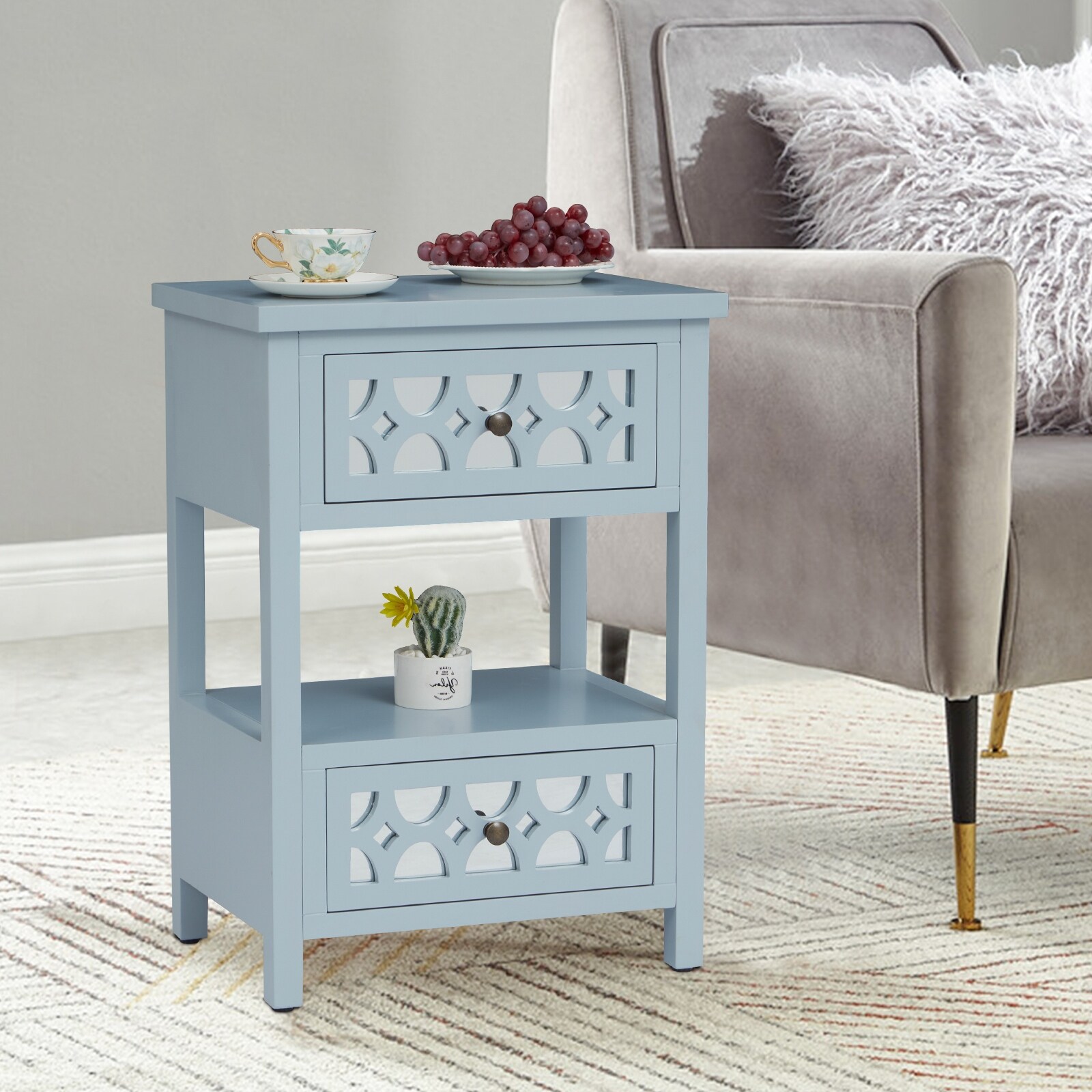 Kinsuite White Side Table Set of 2 with Drawer and Storage Shelf Wood End Table Nightstand for Living Room Bedroom Kinsuite White Side Table Set of 2 with Drawer and Storage Shelf Wood End Table Nightstand for Living Room Bedroom