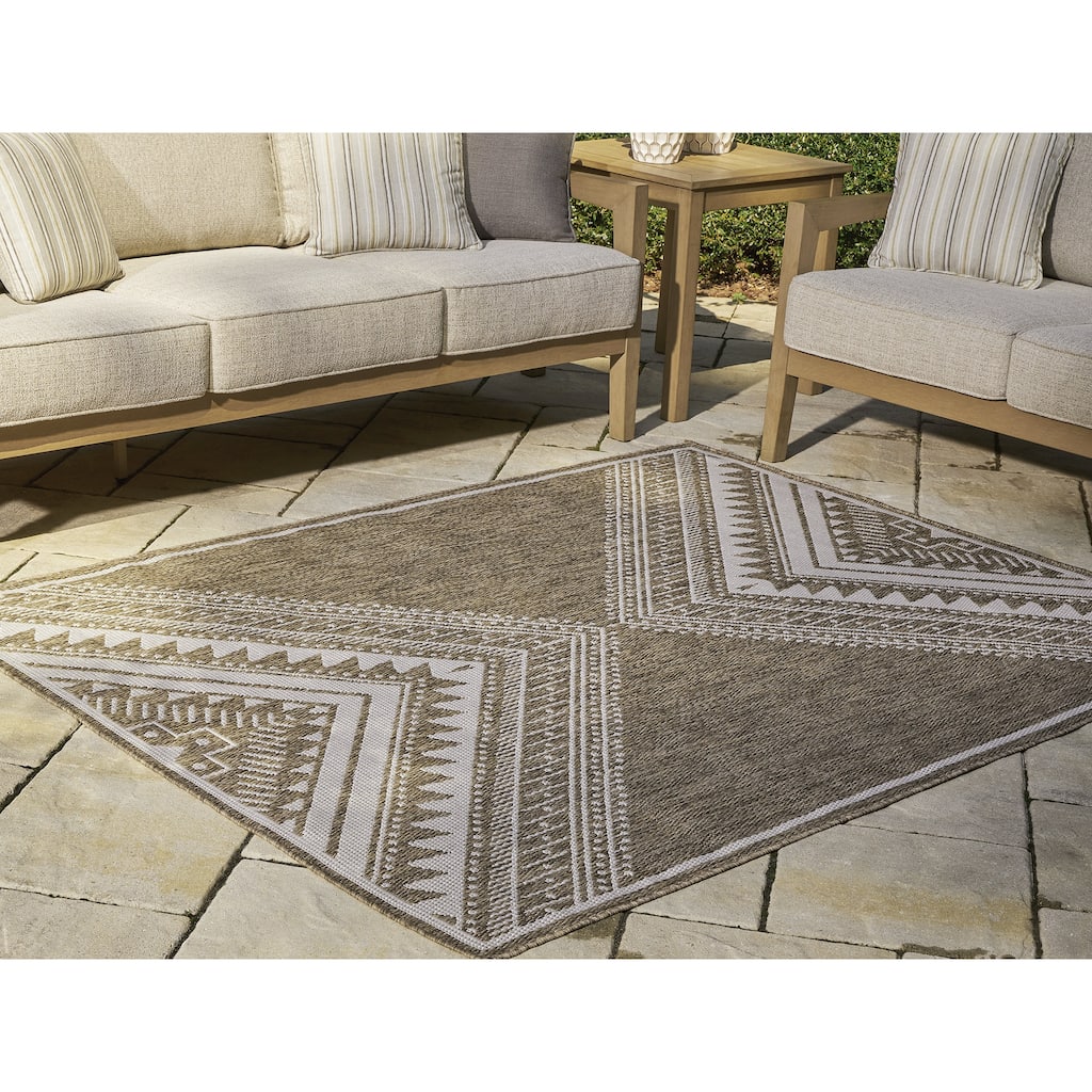 Signature Design by Ashley Dunsler Brown/Cream 5' x 7' Rug - 62.75" W x 84.88" D x 0.25" H