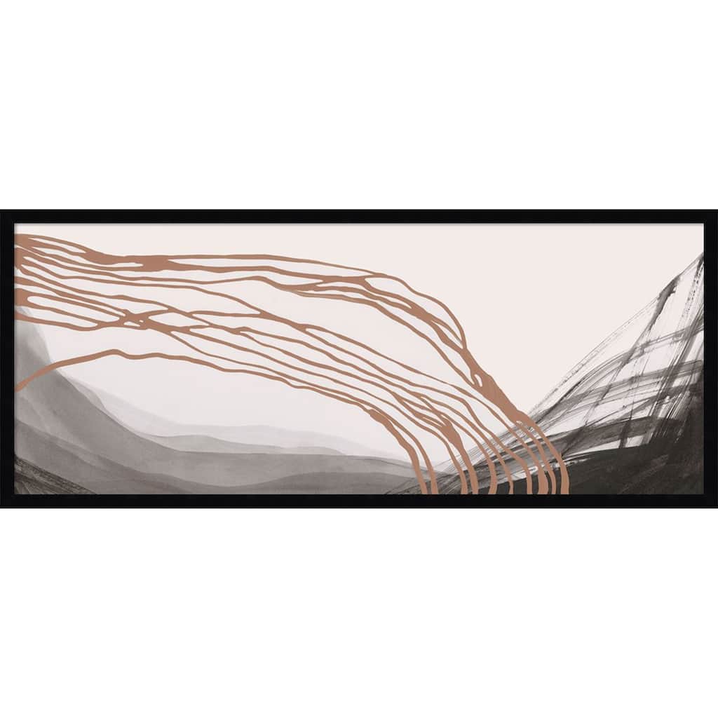 Amanti Art Framed Fabric Pinboard Flowing Lines Over Dark Landscape by PI Studio Printed Bulletin Board - Board Size 40 x 16