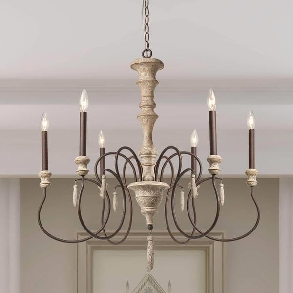 The Gray Barn Modern Farmhouse 6-Light Wood Chandelier French Country ...