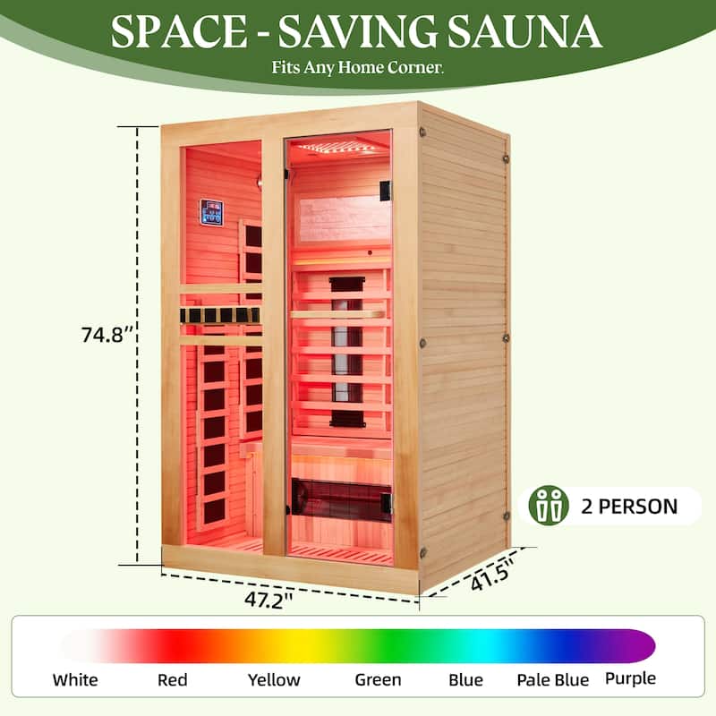 Hemlock Infrared Sauna with Red Light Therapy - Beauty Lamp & 15-Min Fast Warm-Up