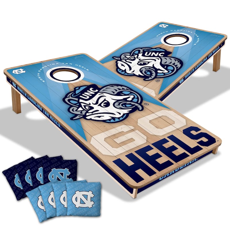 North Carolina Tar Heels NCAA 2x4 Professional Cornhole Board Set - Include Team Bags + LED Lights