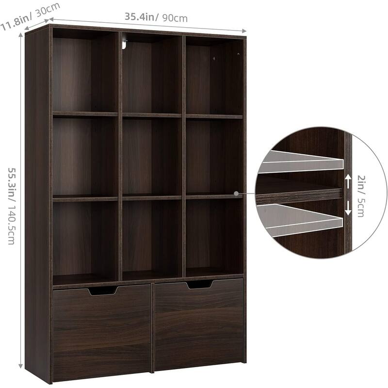 55.3" H Bookcase with Doors and Shelves
