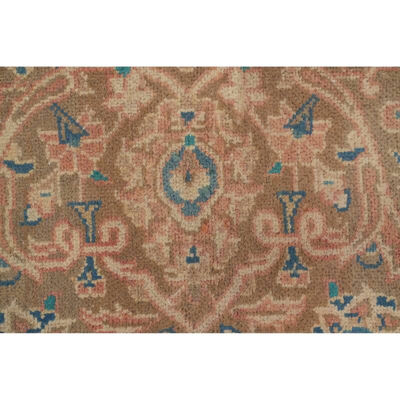 Hand Knotted Oriental 100% Wool Carpet Traditional Floral Pink Mashad Area Rug - 13' 1'' X 9' 8''