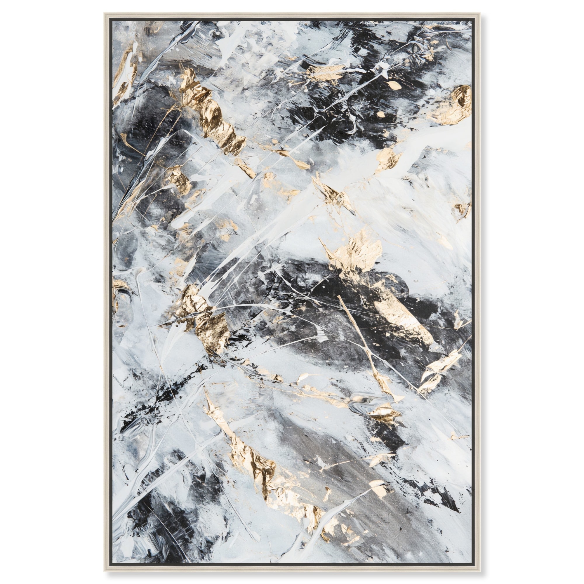 Golden Prism Canvas Black Paint Abstract by Art Remedy