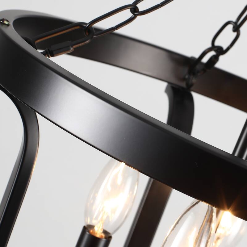 Farmhouse 4-Light Dimmable Cage Pendant Light Candle Chandelier for Kitchen Island