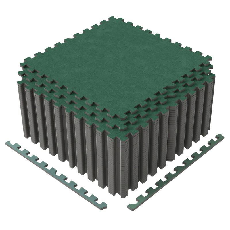 Costway 25/50 Pack-100/200 Sq.Ft. Foam Floor Tiles Interlocking Carpet - See Details - Green-25 Pack