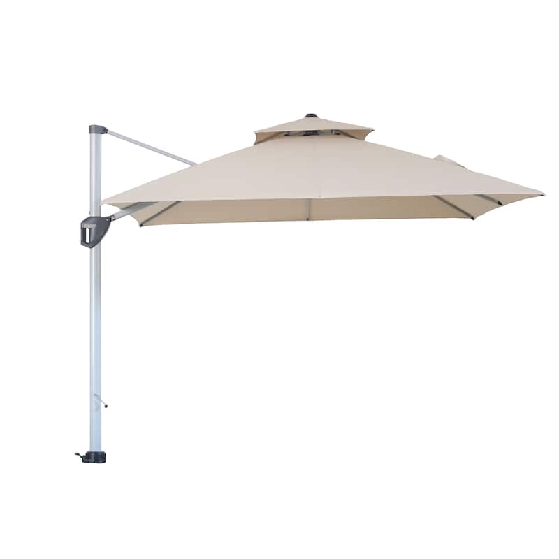 Clihome 10ft Outdoor Patio Cantilever Square Umbrella with Protective Cover