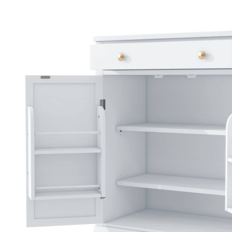 Modern Kitchen Pantry, Buffet Food Storage, Coffee Bar Cabinet with 2 Adjustable Shelves for Dining, Kitchen