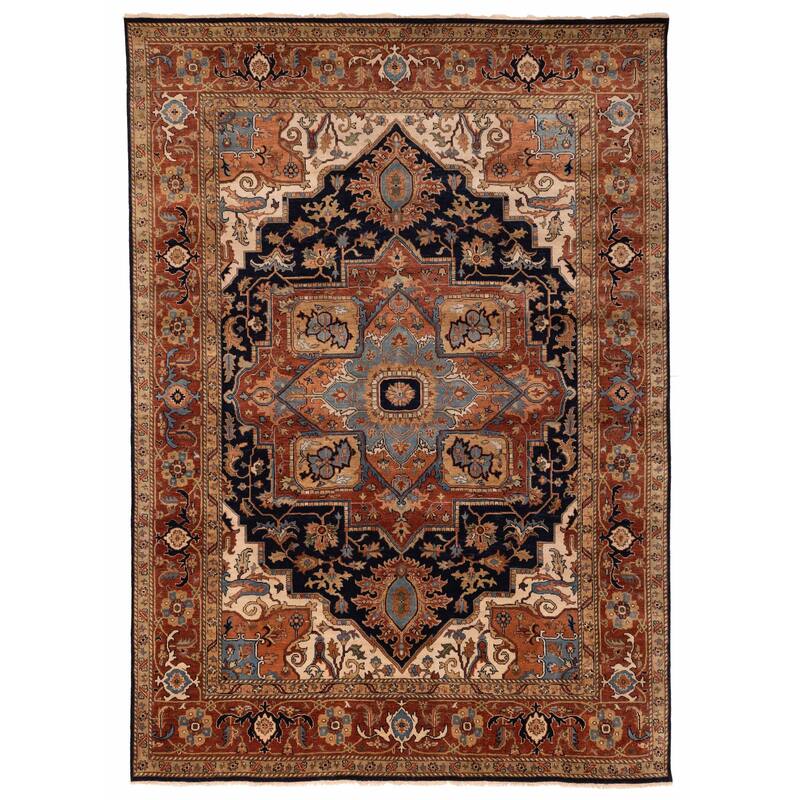 ECARPETGALLERY Hand-knotted Jules Sultane Dark Navy Wool Rug - 8'8 x 12'2