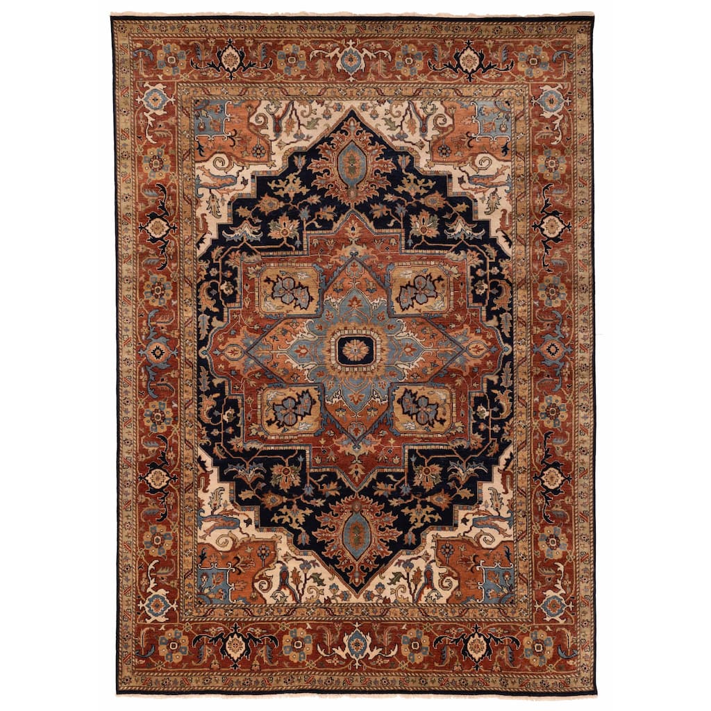 ECARPETGALLERY Hand-knotted Jules Sultane Dark Navy Wool Rug - 8'8 x 12'2