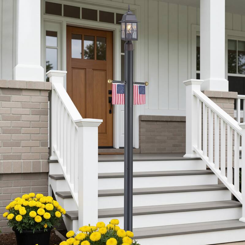 C Cattleya 84" Matte Black Aluminum Outdoor Pole, Direct Burial for Post Lamp Head