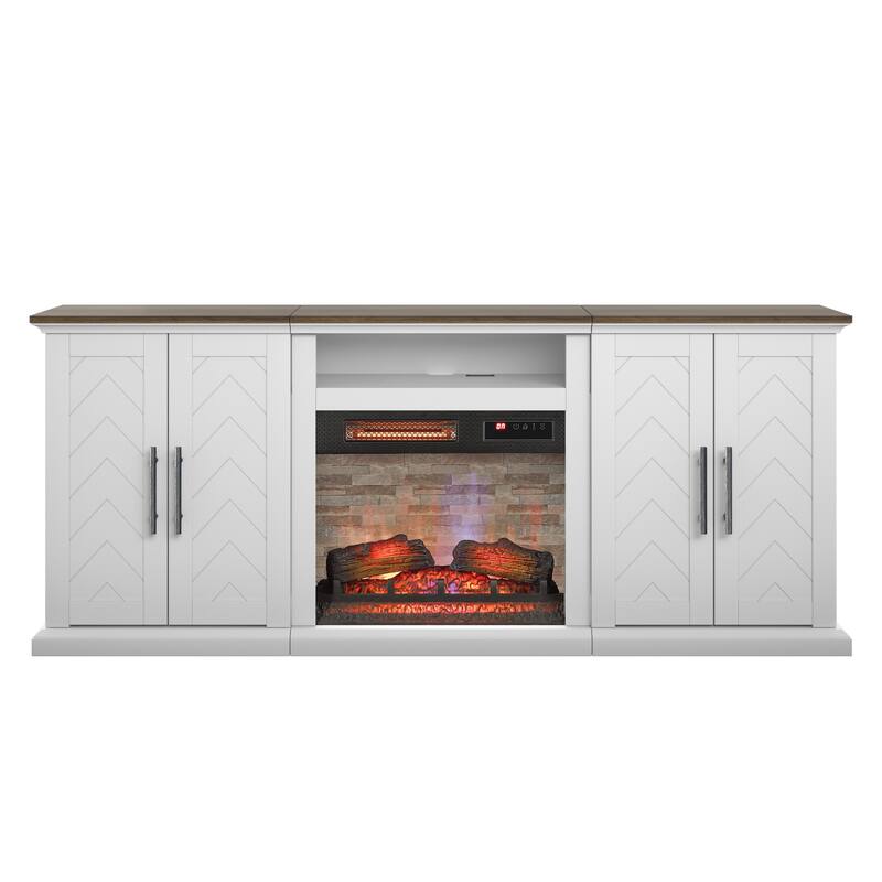 TV Stand for TVs up to 80" with Electric Fireplace and USB Charging Ports