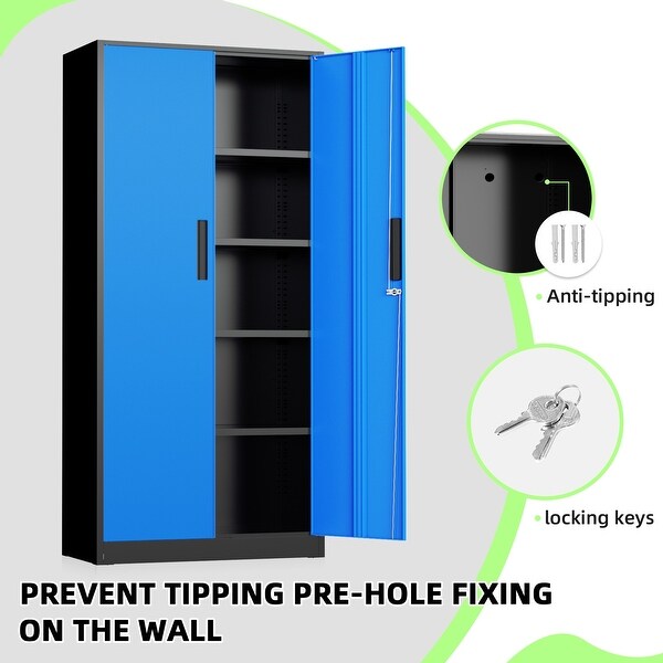 71'' H x 32'' W Metal Garage Storage Work Cabinet with Locking