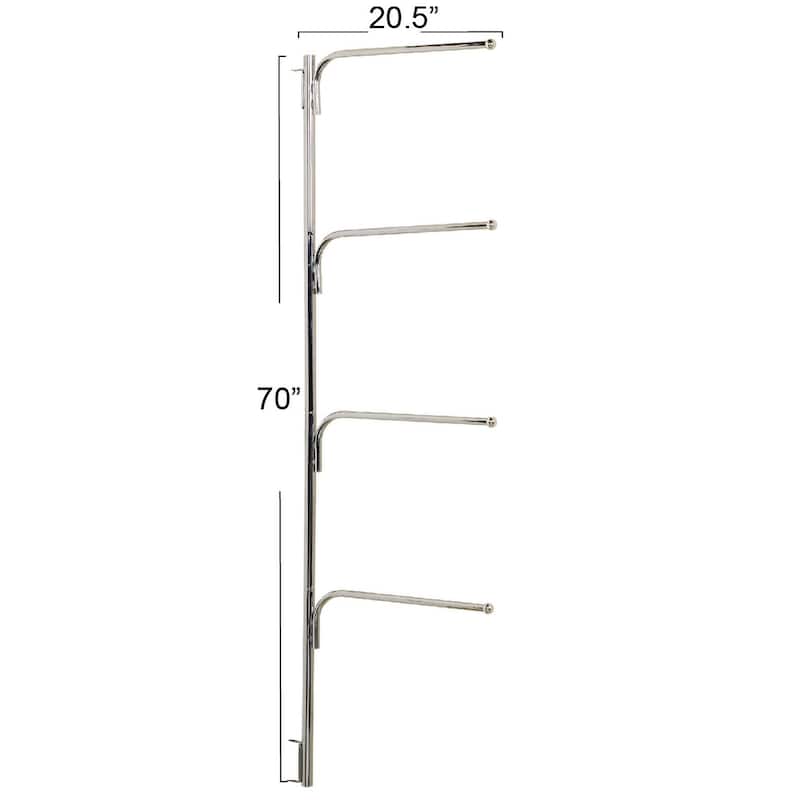 Household Essentials 4-Bar Hanging Valet Behind the Door Clothing & Towel Rack, Chrome - 20.5'' x 70''