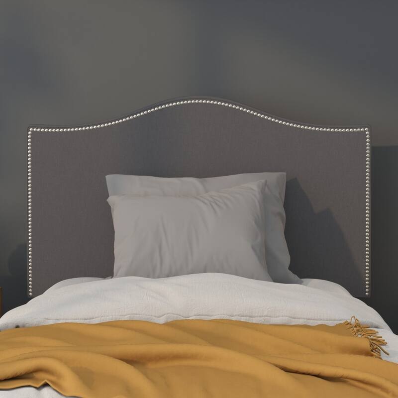 Arched Upholstered Headboard with Nailhead Trim