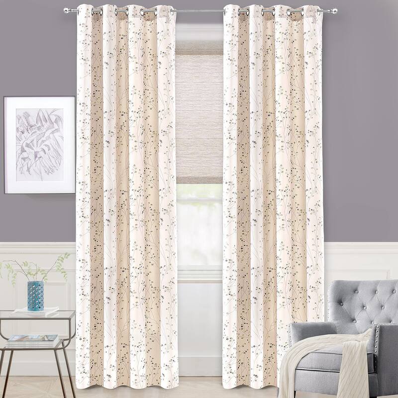 DriftAway Harper Ink Botanical Room-darkening Curtain Panel Pair